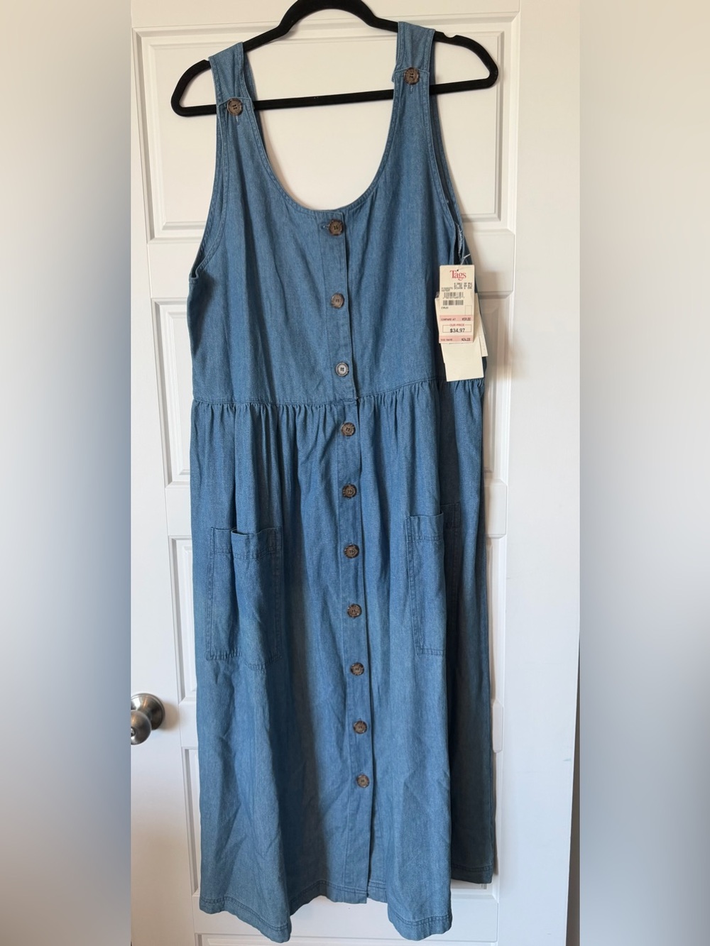 NWT Vintage JG Hook Blue Sleeveless Button-Front Denim Dress